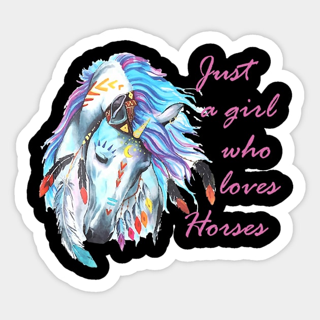 Kids Just A Girl Who Loves Horses Sticker by tabbythesing960